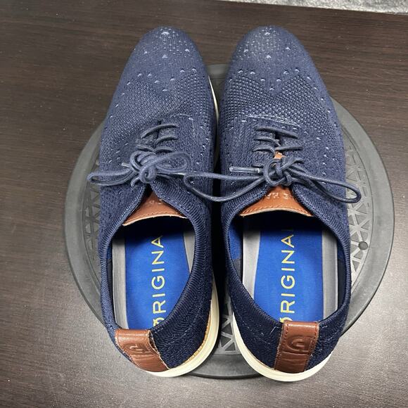 Cole Haan Men’s Size 11M Grand OS Blue Stitchlite Wingtip Oxfords Shoes EUC - Picture 5 of 11